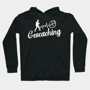 Geocaching - Heartbeat ECG Geocacher Silhouette Hoodie